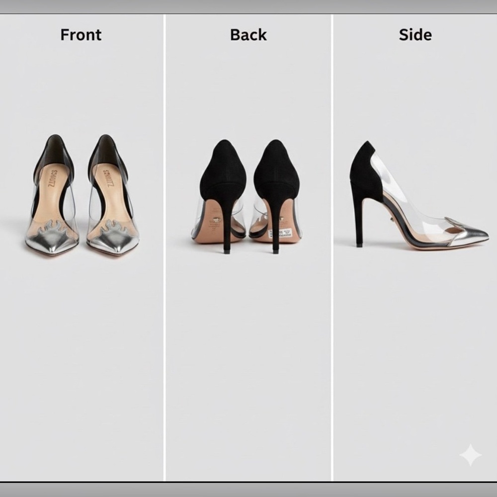 Elegant Silver and Black Women's Heels